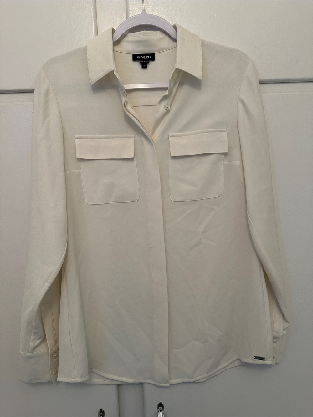 LIKE NEW Worth New York Cream White Button Down Blouse Top